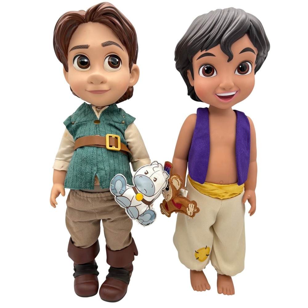 Disney Animators Aladdin and Flynn Rider Tangled Doll Set with Plush 16"